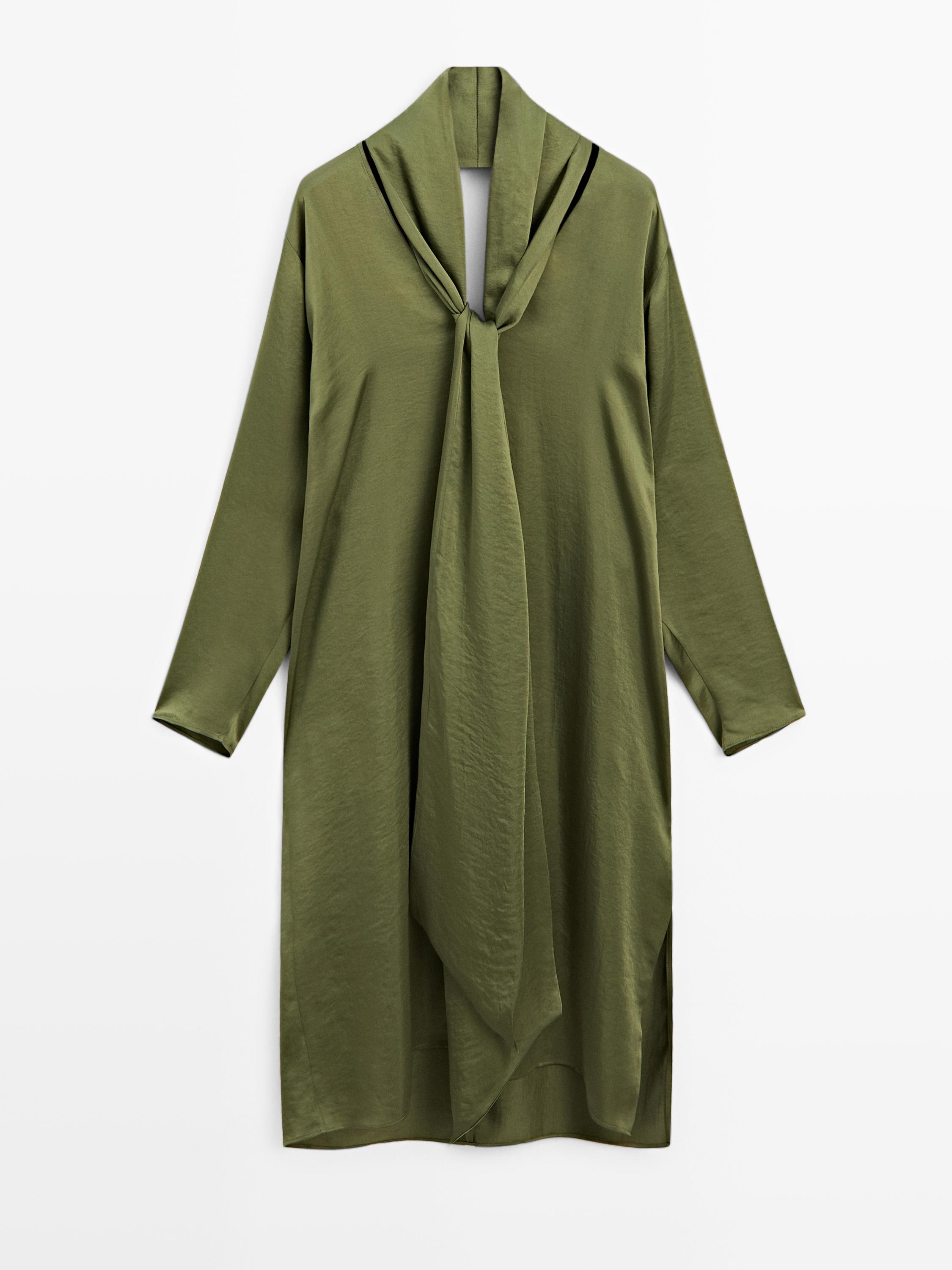 Long V-neckline blouse with tie detail - STUDIO